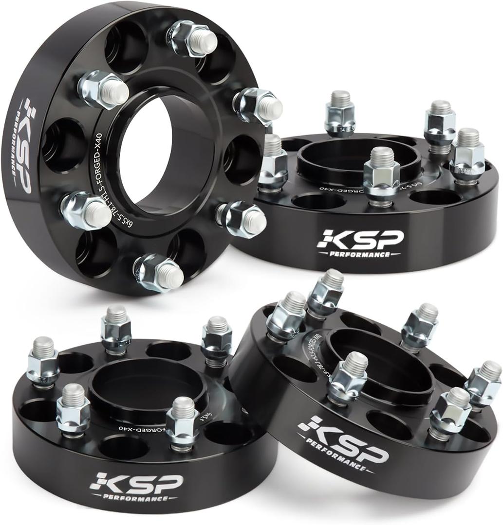 KSP 6X5.5 Wheel Spacers for Silverado Sierra,1.5"(38mm) Real Forged Spacers with 78.1mm Hub Bore M14x1.5 Studs fit for Tahoe Avalanche Express Suburban Sierra Yukon (black)