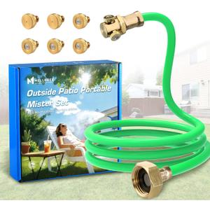 Mellbree Misters for Outside Patio, Standing Outdoor Hose Misting Cooling System, Portable Water Mister for Patio, BBQ, Pool, Garden, Bird Bath, Tanning, Mist Sprinkler for Plants, 80 Inch Green