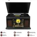 FEKTIK Bluetooth Record Player 10 in 1,FEKTIK 3-Speed Turntable for Vinyl with Speakers, LP to MP3 Converter, CD, Cassette Player, FM Radio, Wireless Streaming | Black