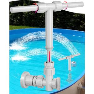 Dual Spray Pool Fountain for Above and In-Ground Pools, 2025 Upgrade Retractable Height 360 Adjustable Adjustable Waterfall Sprinkler Fountain High-Pressure for Swimming Pool Spa Cooling, Grey (Gray)