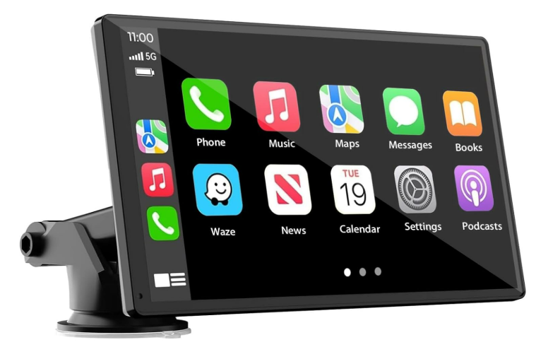 Portable Wireless Carplay Car Stereo, 7" HD Touchscreen for Car with Apple CarPlay & Android Auto with Backup Camera/Mirror Link/Voice Control/Bluetooth/GPS/AUX/FM Satellite Radio for All Vehicles