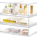 4 Pack Stackable Storage Drawers Clear Acrylic Organizer Bathroom Makeup Organizer and Storage for Beauty Supplies,Ideal for Vanity, Bathroom,Cabinet,Pantry Organization