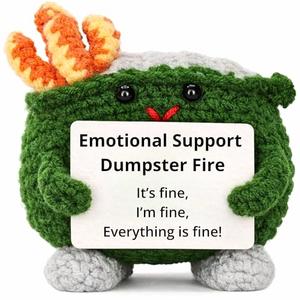 The trend collection Emotional Support Dumpster Fire Crochet, Handmade Positive Support Gift. Counselor, Teacher, Co Worker Office Desk Decor. Friends and Family. Funny Stress Relief Gag Gift. Medium