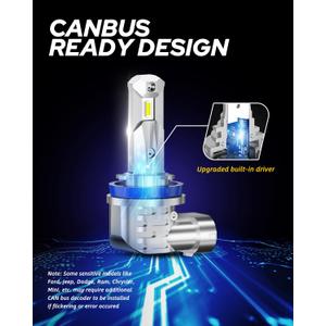 AUXITO 9005/HB3 H11/H8/H9 LED Bulbs Combo, 50000LM Bright 6500K Cool White, 120W Fanless Light Bulbs, Pack of 4