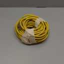 PlugSaf 50 FT 12/3 Gauge Outdoor Extension Cord with Multiple Outlets Light Indicator, Flexible 3 Outlet Weatherproof Heavy Duty Extension Cord Waterproof Yellow, 15A 1875W 12AWG SJTW, ETL Listed