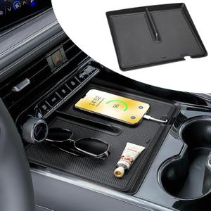 Front Center Console Organizer Compatible with Chevy 2025 2026 Suburban & 2025 2026 Tahoe Accessories - Front Console Storage Tray Dual-Layer Compartment Insert (Full Console w/Bucket Seats)