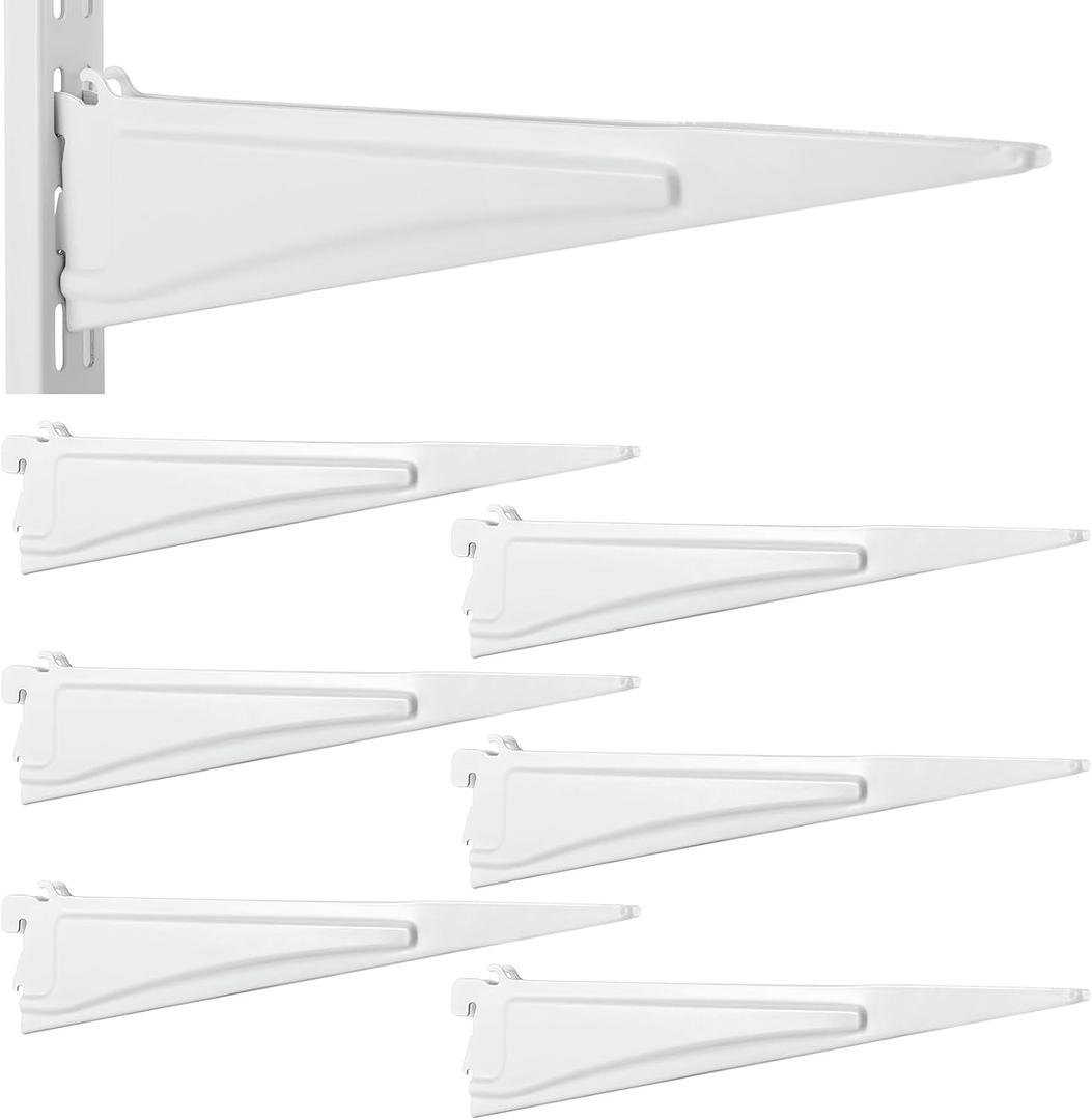 Menkxi 6 Pcs Locking Shelf Bracket Track Locking Wire Shelf Brackets for Adjustable Closet Systems Closet Organization Heavy Duty (12 Inch)