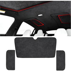 Windshield Glassroof Sunshade Compatible with Tesla Model X 2021-2026[No Gaps, Never Sag],3PCS Upgrade Soft Suede Falcon Wing Sunroof Sun Shade Foldable Heat Insulation Shield(3PCS-Black)