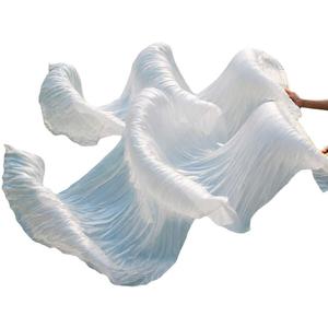 Nimiman Women 1 Pair (Left+Right) Silk Belly Dance Fans Veil Belly Dancing Long Folding Fans Length 180 cm Width 90 cm