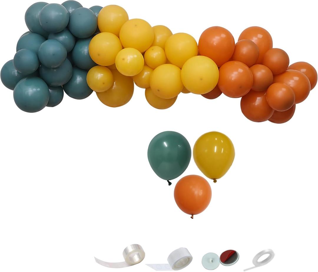 75 Pcs Balloon Garland Kit 5 10 inch Retro Willow Green,Mustard Yellow,Retro Burnt Orange Balloons Combination for Wedding & Engagement,Birthday Party,Celebration Supplier