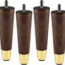 Wood Furniture Legs 8 inch - Sofa Legs Set of 4 Replacement Couch Legs - Round Furniture Feet Replacement for Legs for Furniture - Sofa Legs, Chair, Dresser, Ottoman, Coffee Table, Cabinet, Etc. Brown