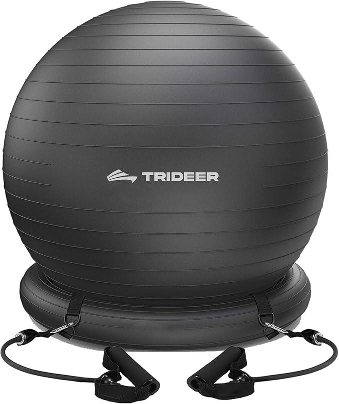 Trideer Exercise Ball for Yoga, Pilates & Fitness – Stability Ball Equipment for Home Gym & Office Chair, Core & Balance Training Accessories, Physical Therapy Equipment, Quick Pump Included, 5 Sizes