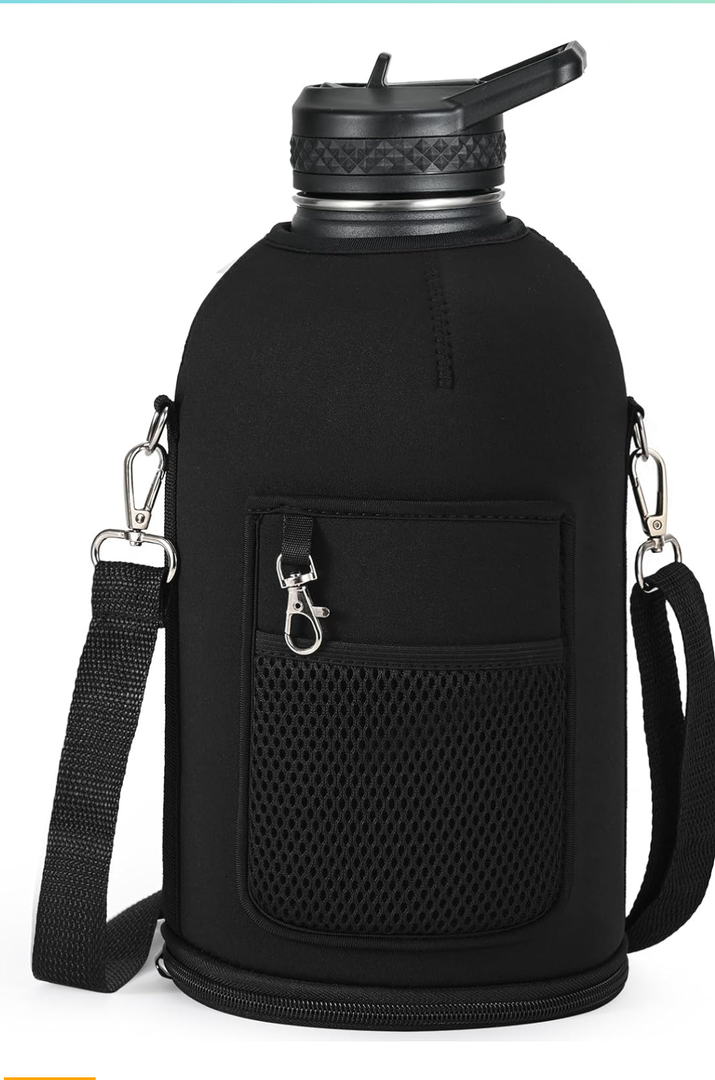 One Gallon Water Bottle Holder Carrier Bag Replacement - Accessory for Hydro Flask Wide Mouth Water Bottles - Crossbody with Adjustable Shoulder Strap, size 128 oz