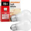 Sylvania Soft White Incandescent A15 Bulb, Medium Base | 15 Watts/120 Volts | 2-Bulbs Per Pack (2-Bulbs Total)