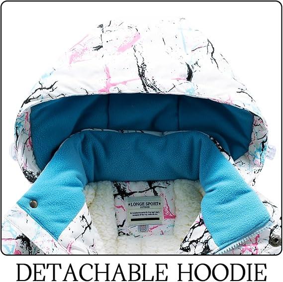 Winter Kids Boys Ski Suit Pants Jackets Sets Girls Snowbibs Snowboarding Clothes (6-7 Years, White)