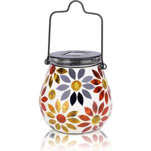 Afirst Mosaic Solar Lanterns Outdoor - Glass Hanging Solar Lights Hollow Out Waterproof Table Lamp Outdoor Decorative for Garden, Patio, Holiday Party Outdoor Decoration
