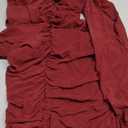 Women's Long Sleeve Mini Dress Ruched Bodycon Dresses Outfits Club Party Cocktail, Red, Size S