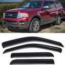 Side Window Visor Vent Deflector for 1997-2017 Ford Expedition,fit 1998-2017 Lincoln Navigator,Outside Mount Tape-on Dark Smoke Rain Guards Window Shades 4pc 94233