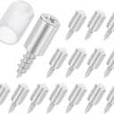 uxcell 15Pcs Shelf Support Pegs, 7mm Shelf Pins with Anti-Slip Silicone Sleeve, Metal Self Tapping Screw Shelf Holder Pin for Kitchen Cabinet Bookcase (Transparent)
