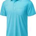 TACVASEN Mens Polo Shirts with Pocket Golf Polos Dry Fit Performance Short Sleeve Collared Shirt Casual Athletic Work (Blue, XL)