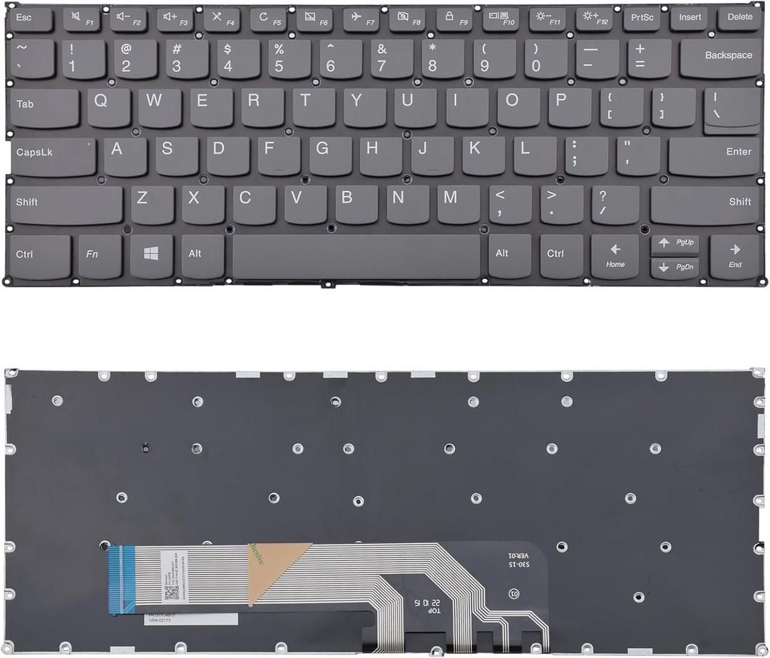 Replacement Keyboard Compatible with Lenovo Yoga 730-13IKB 730-13IWL, Yoga 530-14ikb, Flex 6-14ARR Flex 6-14IKB Series, Gray, Frameless, Without Backlight