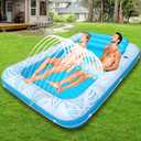 85" x 57" Extra Large Inflatable Tanning Pool Float Lounger with Sprinkler & Cup Holder, Adult Pool Raft for Backyard, Beach, or Lake, Durable PVC, Supports 440 lbs