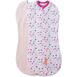 SwaddleMe by Ingenuity Compression Baby Swaddle Pod, Two-Way Zipper for Easy Diaper Changes, Improves Sleep & Calms Startle Reflex, 0-2 Months, 1.0 TOG, 2-Pack - I Heart You