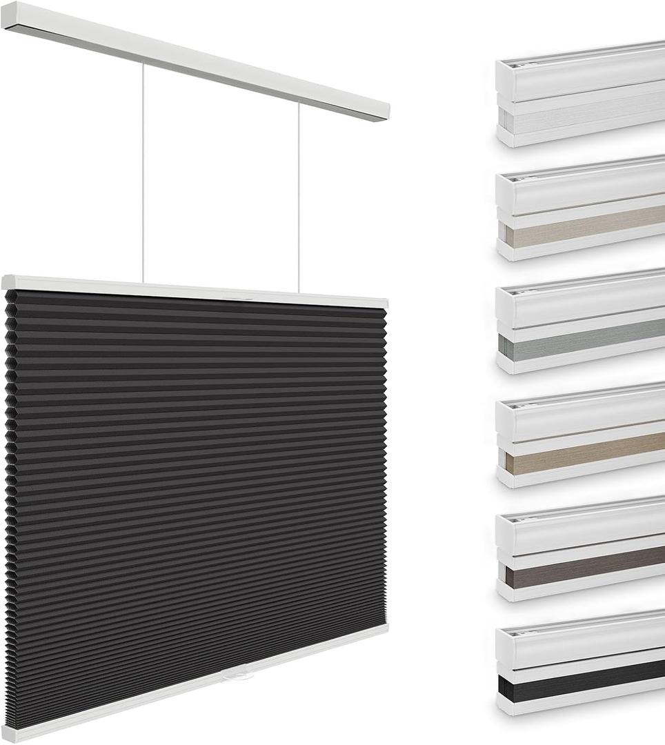 Changshade Blackout Top Down Bottom Up Cellular Shades, Cordless Honeycomb Blinds for Bedroom, Nursery & Bathroom, Total Privacy,Black,40" W×72" H