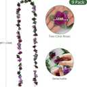 KHOYIME 9 Pack 72 FT Artificial Flower Garland, Fake Purple Roses Vines Silk Flowers Faux Plastic Outdoor Hanging Floral Ivy Garland Decoration for Wedding Arch Bedroom Home Wall Backdrop Room Decor, 9pcs