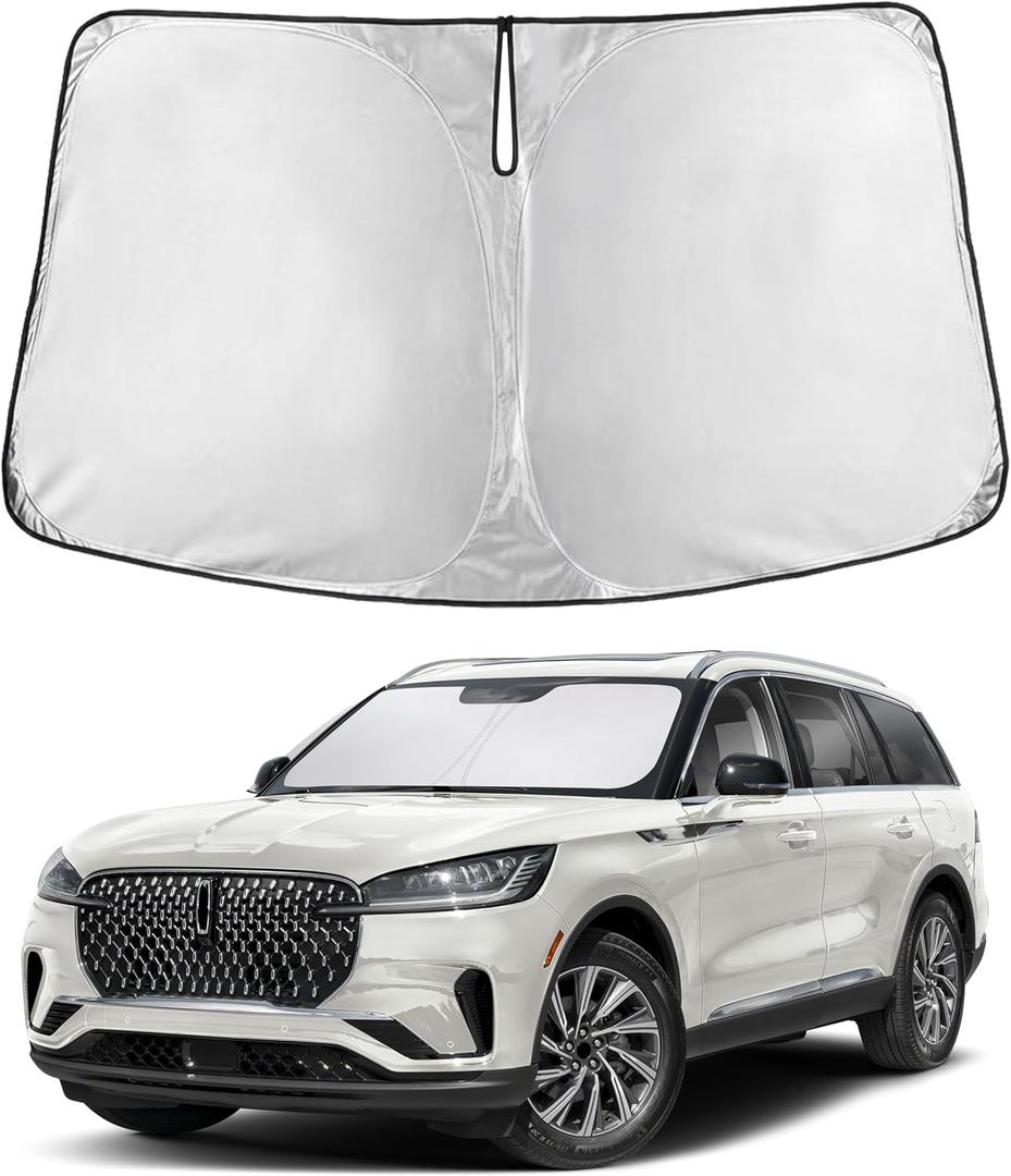 EcoNour Windshield Sunshade Compatible for Lincoln Aviator 2020-2024 2025 2026, Sun Visor for Front Windshield & Window Sun Shade Cover, UV Heat Blocker & Protector, Car Accessories