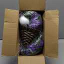 Artificial Fake Outdoor Hanging Flowers Plants Basket for Outside Porch Decoration, Fake Silk Purple Daisy Flower UV Resistant Look Real Orchid Traing Vines for Home Balcony Yard Patio Garden Decor