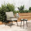 BPS 21 x 21 Inch Outdoor Chair Cushion Set, Fade-Resistant and Water-Resistant Solution-Dyed Polyester Fabric Patio Deep Seat Cushion with Removable Cover and Straps for Outdoor/Indoor Use, 21''W x 21''D, Brown, 1
