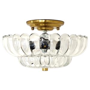 Ceiling Lights Semi Flush Mount Ceiling Light White Glass Light Gold Base Modern Light Fixture for Hallway Living Room Kitchen Bedroom 3 Bulbs(Bulb Not Included)