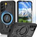 Gritup for Samsung Galaxy-S22 Case:Compatible with MagSafe & [HD Screen Protector2],Metal Rotated Kickstand,Military Grade Drop Proof Anti-Fingerprint Protective Case for Samsung S22,Black