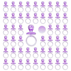 50 Pieces 2.75 Inch Baby Pacifier Baby Shower Plastic Pacifier for Baby Shower Pacifier, Baby Shower Gender Show Party Decoration DIY Baby Shower Birthday Party Gift (Purple)