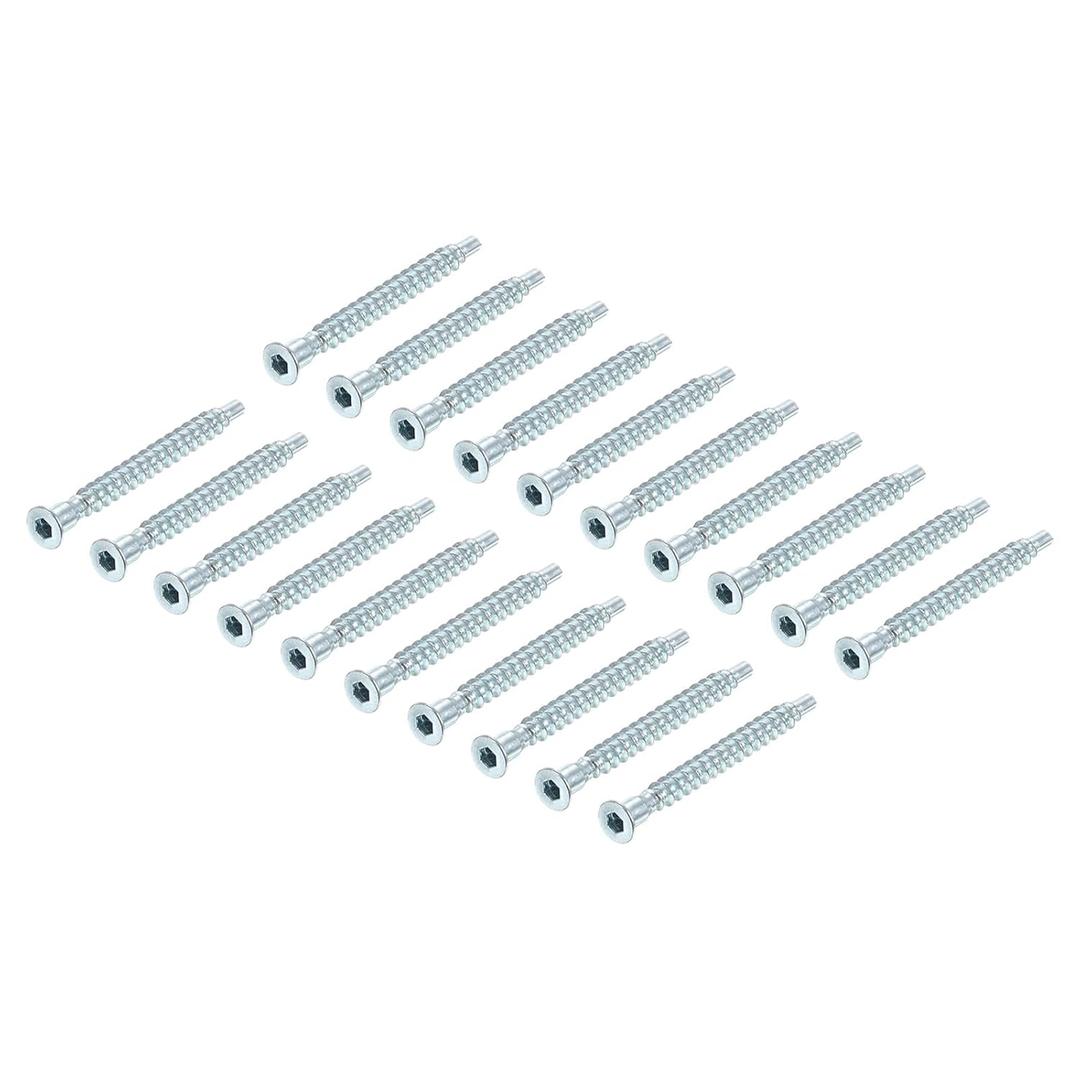 uxcell Furniture Confirmat Screw, 100pcs 5x50mm Hex Socket Wood Screws Zinc Plated Countersunk Self-Tapping Furniture Connecting Screw