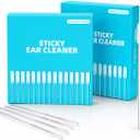 Sticky Ear Cleaning Sticks for Dry Earwax, Gentle Soft Rubber Ear Cleaner for Family, Reusable Adhesive Ear Wax Removal Tool, Earbud, Headphone & Hearing Aid Cleaning (48 pcs, 4mm)