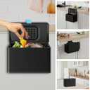 Stainless Steel Hanging Trash Can with Lid and Inner Bucket, 1 Gallon Kitchen Compost Bin for Counter Top, Under Sink or Wall Mount, Small Garbage Can for Cupboard/Bathroom/Bedroom/RV, Black