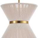 ELYCCUPA Hand Woven Boho Pendant Light Coastal Mini Modern Chandelier Adjustable Transitional Minimalist Pendant Lighting Fixtures for Kitchen Island Dining Room, White, Dia 12.2, UL Listed