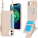 Cavor for iPhone 12 Pro Max Wallet Case with Card Holder for Women,Compatible with Magsafe Magnetic,for iPhone 12 Pro Max Crossbody Phone Case with Strap-Beige