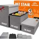 Dog Stairs with Storage 18" H, 3-Step Wider Dog Steps for Large/Medium/Small Older Dogs Cats, Folding Sturdy Pet Stairs Climbing Bed or Couch, Ramp for Car Up to 200 lbs (Gray, No Condo)