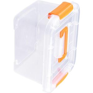 SIXRUN Plastic Storage Bin with Latching Buckles, Clear, Medium, Portable Handle, Heavy Duty Container with Lid (13.77"L x 10.23"W x 6.29"H)