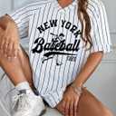Baseball Graphic Shirts for Women Baseball Fan T-Shirts Baseballs Team Tee Game Day Outfits Casual Tops (White, XL)