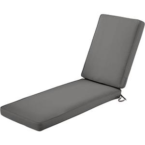 Classic Accessories Montlake FadeSafe Water-Resistant 80 x 26 x 3 Inch Patio Chaise Lounge Cushion, Light Charcoal