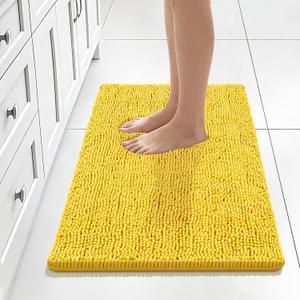 Bcoimo 30x20 Chenille Bath Mat Non-Slip with Backing Bath Rug Ultra-Absorbent and Machine Washable Bathroom Mat Quick-Dry Design. Ideal for Bathroom Shower and Tub Areas