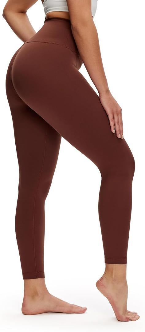 NANJI High Waisted Leggings for Women - Buttery Soft Yoga Pants, Squat Proof Stretch Workout Running Casual Leggings (Brown, L)