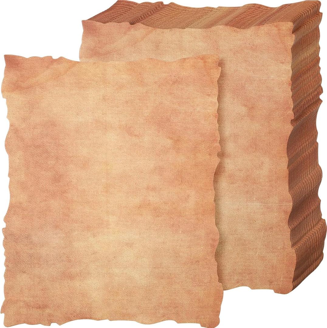 Harloon 100 Pcs Vintage Old Looking Cotton Watercolor Paper Cardstock Blank 200 GSM Thick Antiqued Deckle Edge Virgin Paper for Drawing Writing Printing Invitations Greeting (8.5x11 Inch)