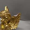 OwMell Set of 2 Cherubs Angels Resin Statue Figurine, Indoor Home Decoration, Adorable Angel Sculpture Memorial Statue 4" - Gold