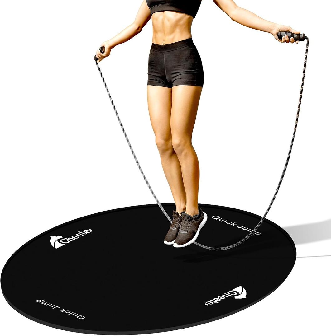 Jump Rope Mat Large Rubber Exercise Mat Workout Mats for Home Gym Flooring Non-Slip Oval Design for Floor & Rope Protection