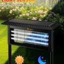 Solar Bug Zapper Outdoor – 4500V Cordless Mosquito Zapper with Rain-Sensing Control, 18W Solar Panel & Smart Light Sensor, 2-in-1 Pathway Lights & Fly Zapper for Patio, Garden, Backyard (Large)